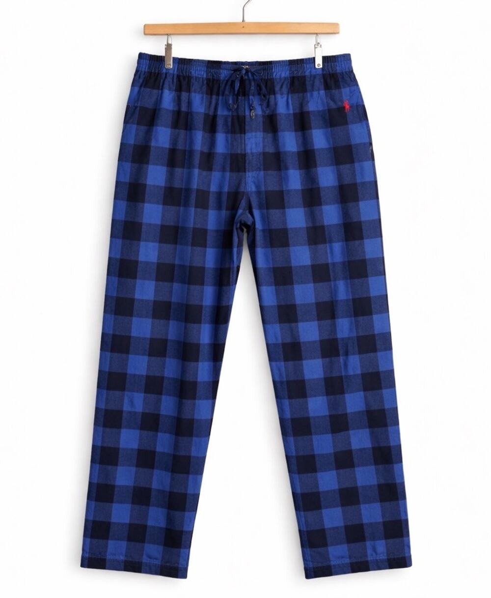 Polo Ralph Lauren Pajama Pants Mens XL Blue Black Plaid Cotton Flannel Lounge